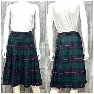 Vintage Burberry Taybridge Pleated Plaid Wool Skirt [5079]